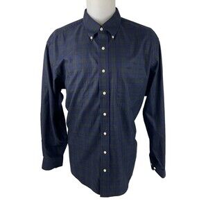 Jos A Bank Men XL Traveler Long Sleeve Shirt Blue Green Tartan Plaid